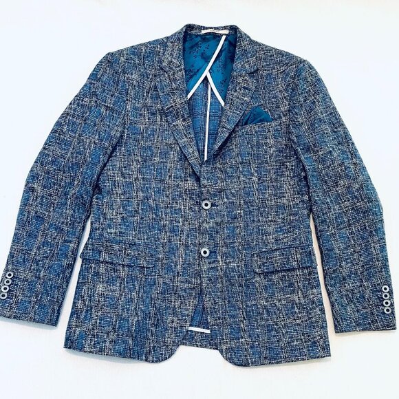 Vercini blazer Men's 50 Medium blue linen blend vintage luxury lightweight - Picture 1 of 11